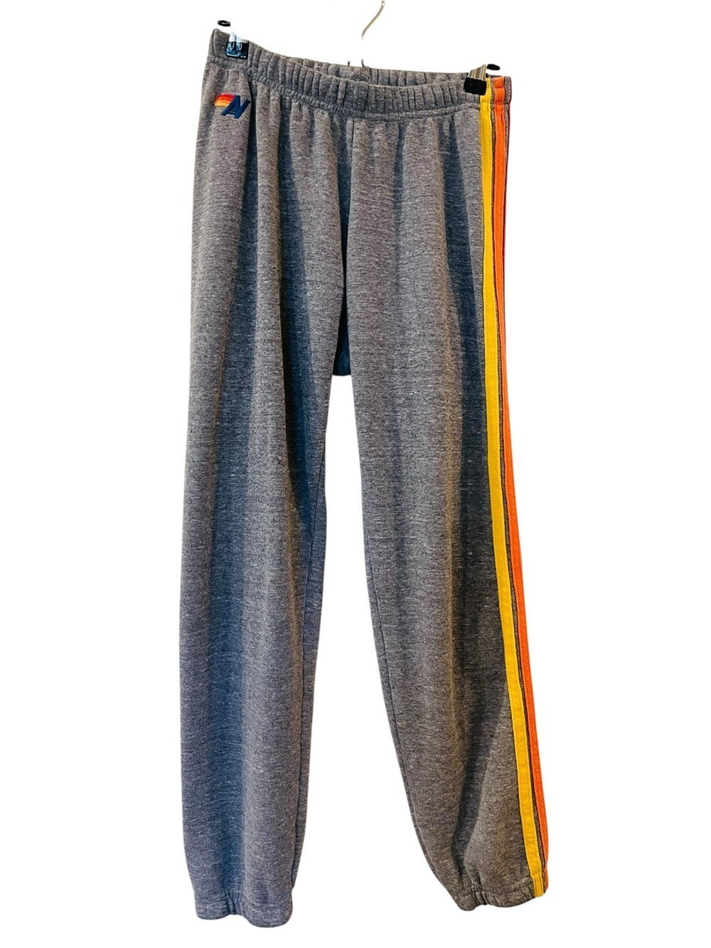 Aviator Nation Women’s 5 Stripe Sweatpants Joggers Heather Grey Rainbow Size: XS - Picture 2 of 6